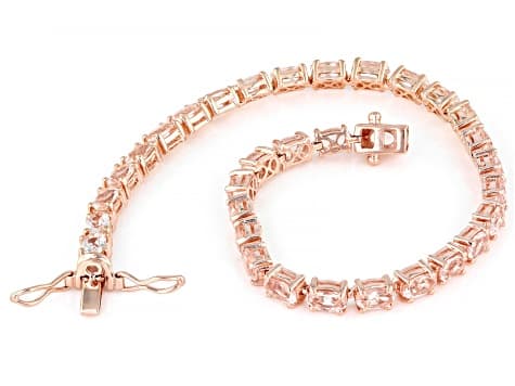 Peach Morganite 18K Rose Gold Over Sterling Silver Tennis Bracelet 5.40ctw
