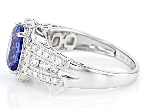 Cruise Ship Collection Blue Tanzanite Rhodium Over 14K White Gold Ring 2.27ctw
