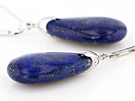 Blue lapis lazuli sterling silver dangle earrings
