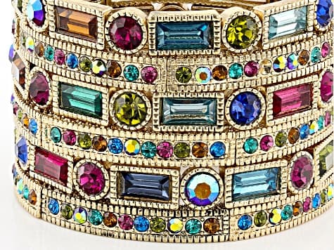 Multicolor Crystal Gold Tone Stretch Bracelet Set Of 6