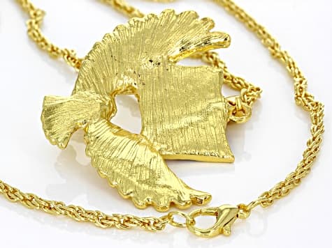 Red, White & Blue Enamel Gold Tone Patriotic Eagle Pendant With 24" Chain