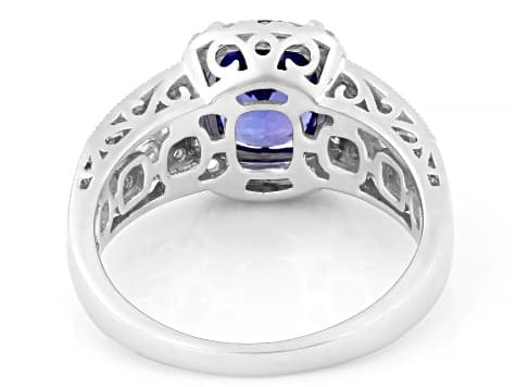 Cruise Ship Collection Blue Tanzanite With Diamond Platinum Ring 2.22ctw