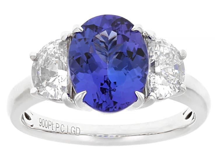 Blue Tanzanite Platinum Ring 3.50ctw