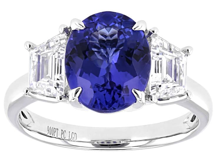 Tanzanite With Prazana® Lab Grown Diamonds F/G Color and VS Clarity Platinum Ring 3.50ctw