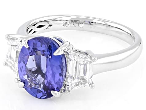 Tanzanite With Prazana® Lab Grown Diamonds F/G Color and VS Clarity Platinum Ring 3.50ctw
