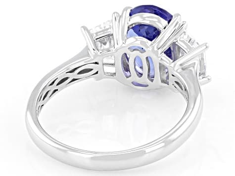 Tanzanite With Prazana® Lab Grown Diamonds F/G Color and VS Clarity Platinum Ring 3.50ctw