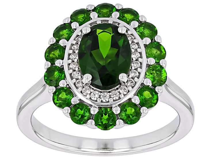 Chrome Diopside Rhodium Over Sterling Silver Ring 2.15ctw