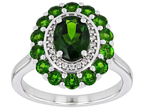 Chrome Diopside Rhodium Over Sterling Silver Ring 2.15ctw