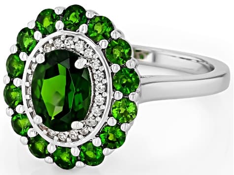 Chrome Diopside Rhodium Over Sterling Silver Ring 2.15ctw