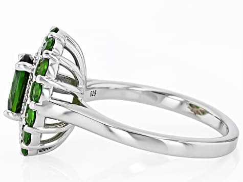 Chrome Diopside Rhodium Over Sterling Silver Ring 2.15ctw