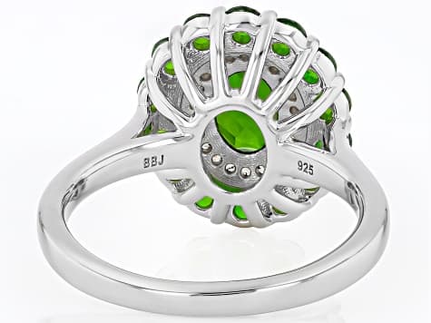 Chrome Diopside Rhodium Over Sterling Silver Ring 2.15ctw