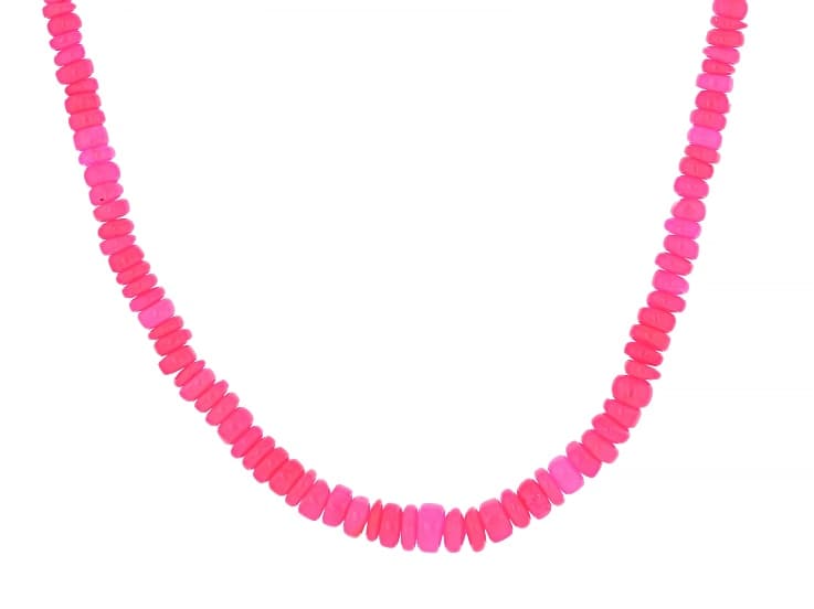 Pink Ethiopian Opal Rhodium Over Sterling Silver Necklace