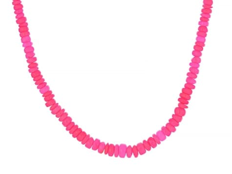 Pink Ethiopian Opal Rhodium Over Sterling Silver Necklace
