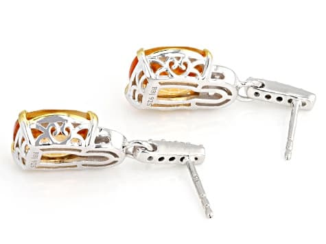 Orange Mandarin Topaz Rhodium and 18k Yellow Gold Over Silver Earrings 6.31ctw