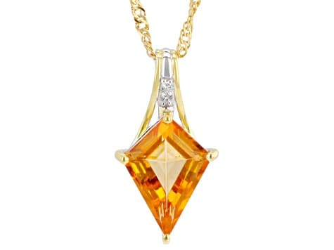 Mandarin Color Topaz Rhodium and 18K Yellow Gold Over Silver Pendant 3.62ctw