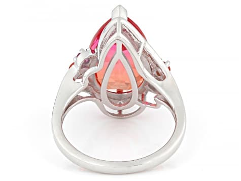 Sunset Quartz Doublet Rhodium Over Sterling Silver Ring 5.80ctw