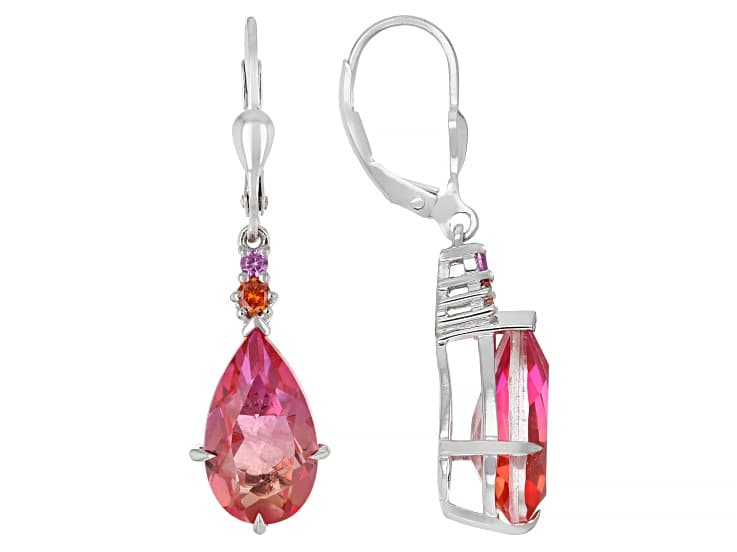 Sunset Quartz Doublet Rhodium Over Sterling Silver Earrings 6.73ctw