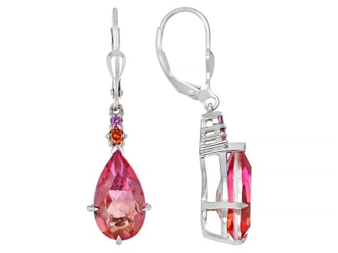 Sunset Quartz Doublet Rhodium Over Sterling Silver Earrings 6.73ctw