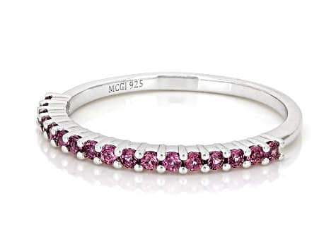 Grape Color Garnet Rhodium Over Sterling Silver Band Ring 0.30ctw