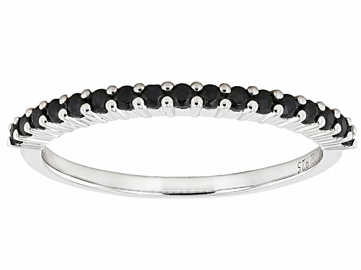 Black Spinel Rhodium Over Sterling Silver Band Ring 0.27ctw