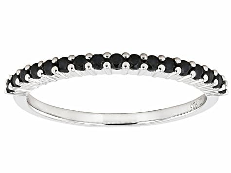 Black Spinel Rhodium Over Sterling Silver Band Ring 0.27ctw