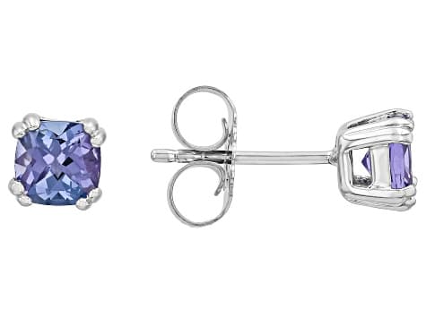 Blue Tanzanite Platinum Over Sterling Silver Stud Earrings 1.00ctw