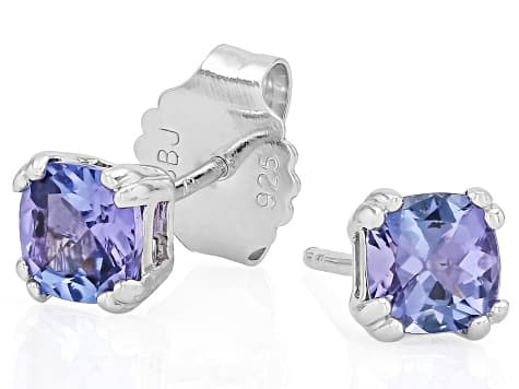 Blue Tanzanite Platinum Over Sterling Silver Stud Earrings 1.00ctw