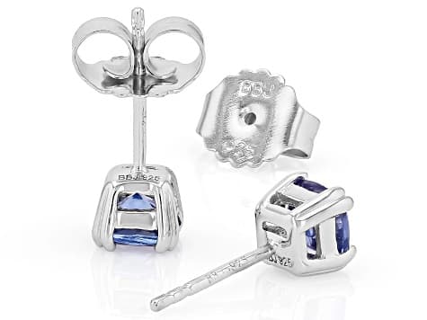 Blue Tanzanite Platinum Over Sterling Silver Stud Earrings 1.00ctw