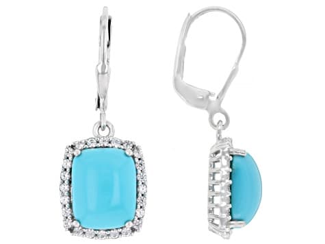 Sleeping Beauty Turquoise Rhodium Over Sterling Silver Earrings 0.54ctw