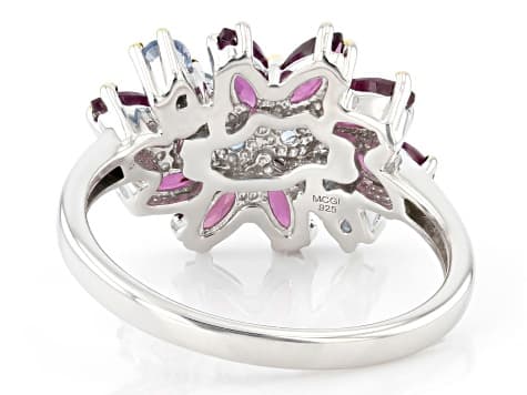 Grape Color Garnet Rhodium Over Sterling Silver Two-Tone Ring 1.45ctw