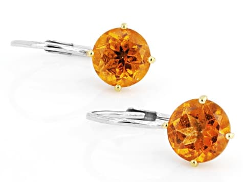 Orange Mandarin Topaz Rhodium and 18K Yellow Gold Over Sterling Silver Earrings 4.14ctw