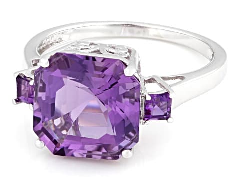Purple Canela Amethyst Rhodium Over Sterling Silver Ring 6.26ctw