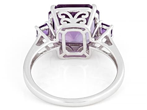 Purple Canela Amethyst Rhodium Over Sterling Silver Ring 6.26ctw