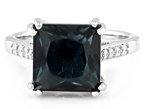 Blue Indicolite Color Quartz Doublet Rhodium Over Sterling Silver Ring 4.80ctw