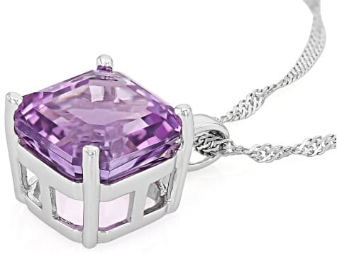 Canela Amethyst Rhodium Over Sterling Silver Pendant with Chain 6.98ctw