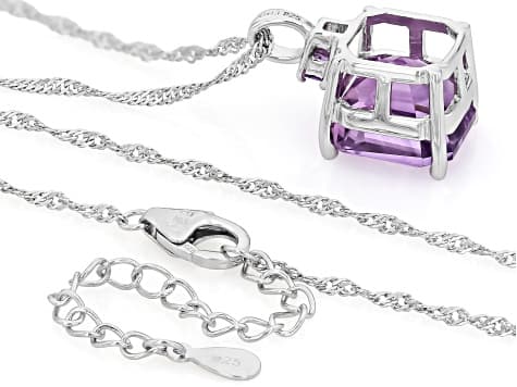 Canela Amethyst Rhodium Over Sterling Silver Pendant with Chain 6.98ctw