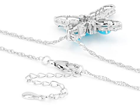Blue Sleeping Beauty Turquoise Rhodium Over Silver Pendant 1.15ctw