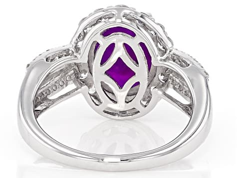 Purple Ethiopian Opal Rhodium Over Sterling Silver Ring 2.10ctw
