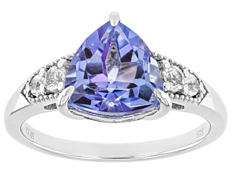 Butterfly Blue Topaz with White Topaz Rhodium over Sterling silver Ring 2.86ctw