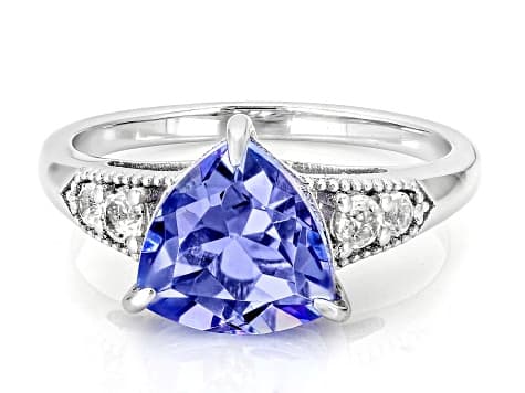 Butterfly Blue Topaz with White Topaz Rhodium over Sterling silver Ring 2.86ctw