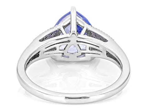 Butterfly Blue Topaz with White Topaz Rhodium over Sterling silver Ring 2.86ctw