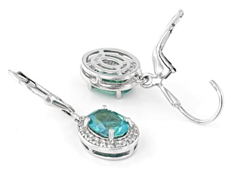 Blue Paraiba Color Topaz Rhodium Over Sterling Silver Earrings 2.84ctw