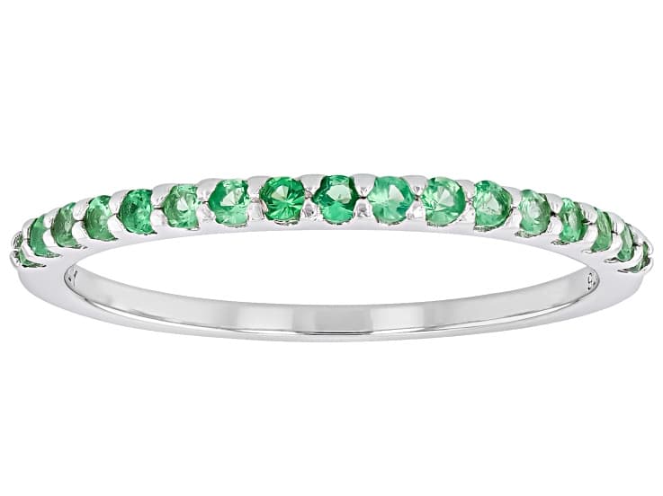 Mint Tsavorite Rhodium Over Sterling Silver Ring 0.26ctw