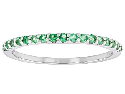 Mint Tsavorite Rhodium Over Sterling Silver Ring 0.26ctw