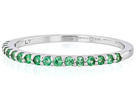 Mint Tsavorite Rhodium Over Sterling Silver Ring 0.26ctw