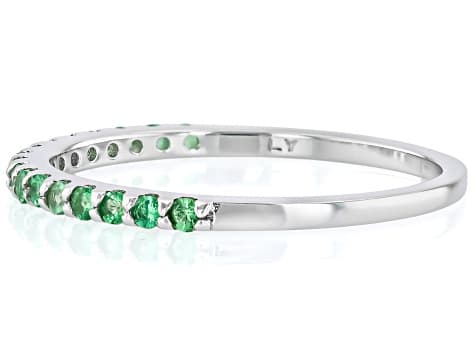 Mint Tsavorite Rhodium Over Sterling Silver Ring 0.26ctw