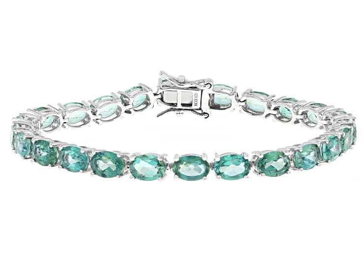 Blue Paraiba Color Topaz Rhodium Over Sterling Silver Bracelet 21.50ctw