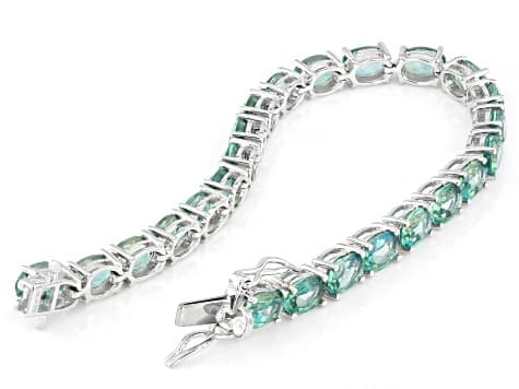 Blue Paraiba Color Topaz Rhodium Over Sterling Silver Bracelet 21.50ctw