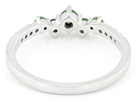 Mint Tsavorite with White Zircon Rhodium Over Sterling Silver Ring 1.16ctw