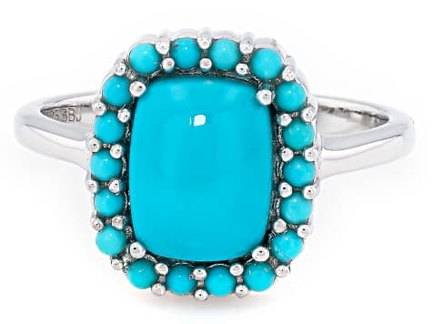 Sleeping Beauty Turquoise Rhodium Over Sterling Silver Ring